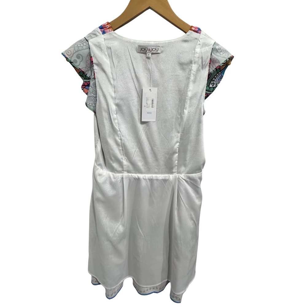 Joy Joy Medallion Print Ruffle Sleeve Dress Pockets NWT Size M Boho - Picture 4 of 9